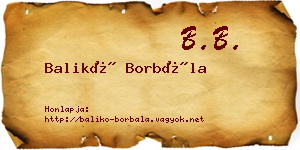 Balikó Borbála névjegykártya